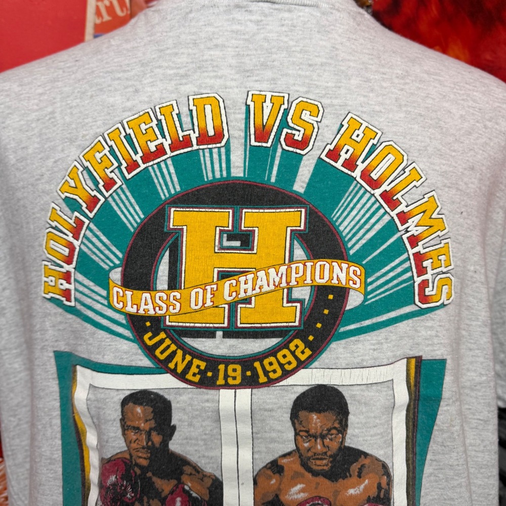 Vintage Evander Holyfield vs Larry Holmes Boxing T Shirt 1992 Caesars Sz 2XL - Picture 2 of 6
